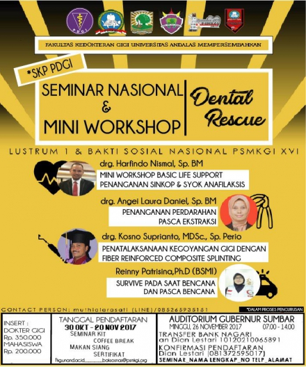 Seminar dan Mini Workshop &quot;Dental Rescue&quot; FKG Unand