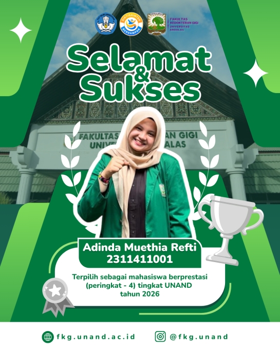 Mahasiswi FKG UNAND Raih Prestasi Tingkat Universitas pada Pilmapres 2026