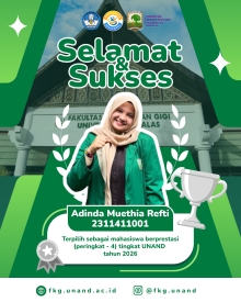 Mahasiswi FKG UNAND Raih Prestasi Tingkat Universitas pada Pilmapres 2026